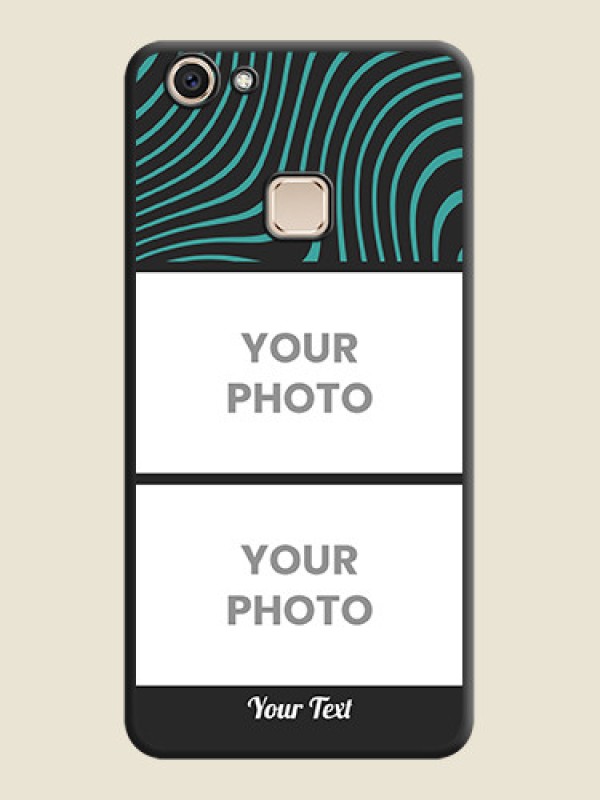 Custom Wave Pattern with 2 Image Holder On Space Black Custom Soft Matte Mobile Back Cover - Vivo V7 Plus - alternate view