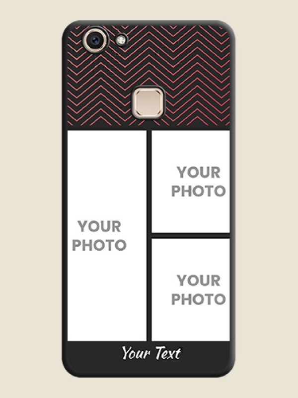 Custom Wave Pattern with 3 Image Holder On Space Black Custom Soft Matte Mobile Back Cover - Vivo V7 Plus - alternate view
