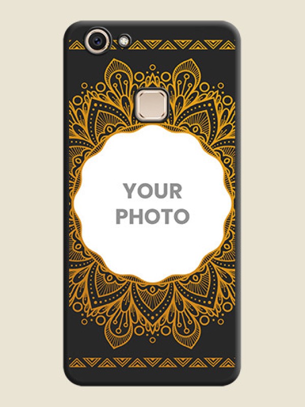 Custom Round Image with Floral Design On Space Black Custom Soft Matte Mobile Back Cover - Vivo V7 Plus - alternate view
