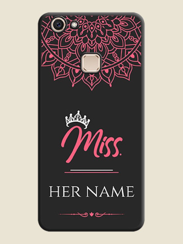 Custom Mrs Name with Floral Design On Space Black Custom Soft Matte Mobile Back Cover - Vivo V7 Plus - alternate view