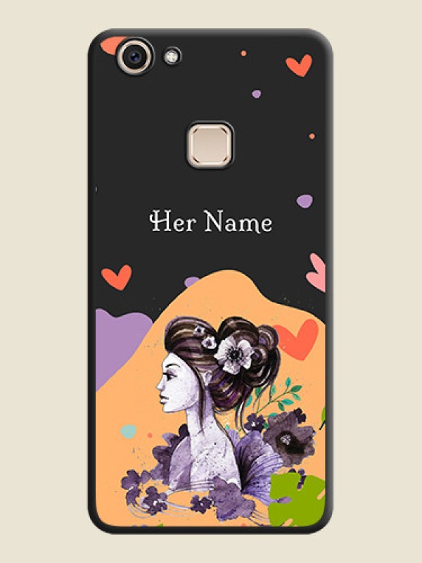 Custom Namecase For Her With Fancy Lady Image On Space Black Custom Soft Matte Mobile Back Cover - Vivo V7 Plus - alternate view