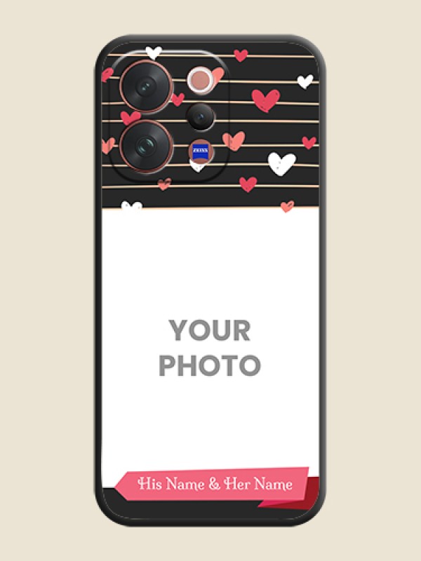 Custom Love Pattern with Name on Pink Ribbon on Photo On Space Black Custom Soft Matte Mobile Back Cover - Vivo V70 5G - alternate view