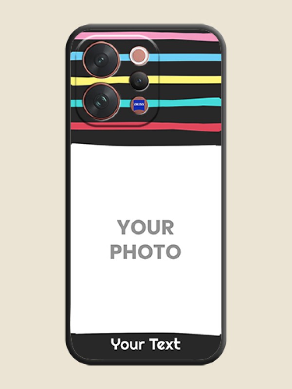 Custom Multicolor Lines with Image On Space Black Custom Soft Matte Mobile Back Cover - Vivo V70 5G - alternate view