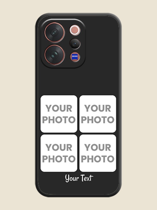 Custom Floral Art with 6 Image Holder on Photo On Space Black Custom Soft Matte Mobile Back Cover - Vivo V70 5G - alternate view