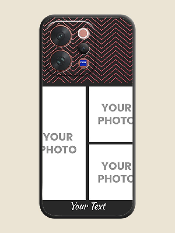 Custom Wave Pattern with 3 Image Holder On Space Black Custom Soft Matte Mobile Back Cover - Vivo V70 5G - alternate view