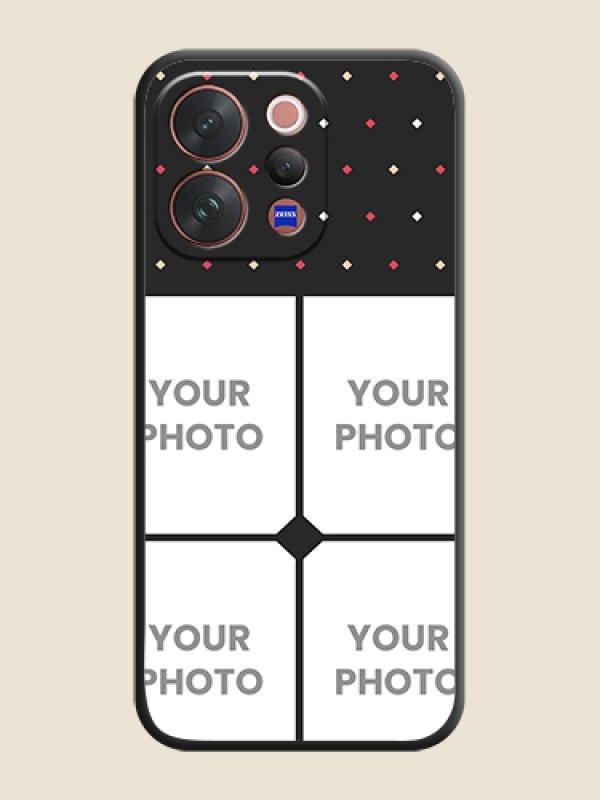 Custom Multicolor Dotted Pattern with 4 Image Holder On Space Black Custom Soft Matte Mobile Back Cover - Vivo V70 5G - alternate view