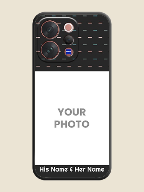 Custom Line Pattern Design with Text On Space Black Custom Soft Matte Mobile Back Cover - Vivo V70 5G - alternate view
