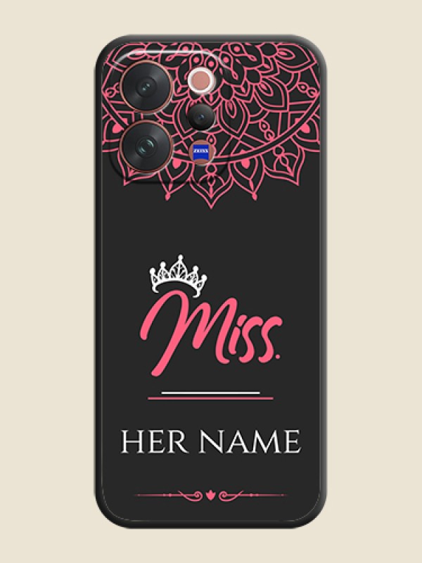 Custom Mrs Name with Floral Design On Space Black Custom Soft Matte Mobile Back Cover - Vivo V70 5G - alternate view