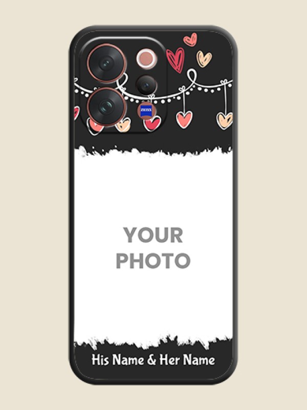 Custom Pink Love Hangings with Name On Space Black Custom Soft Matte Mobile Back Cover - Vivo V70 Elite 5G - alternate view