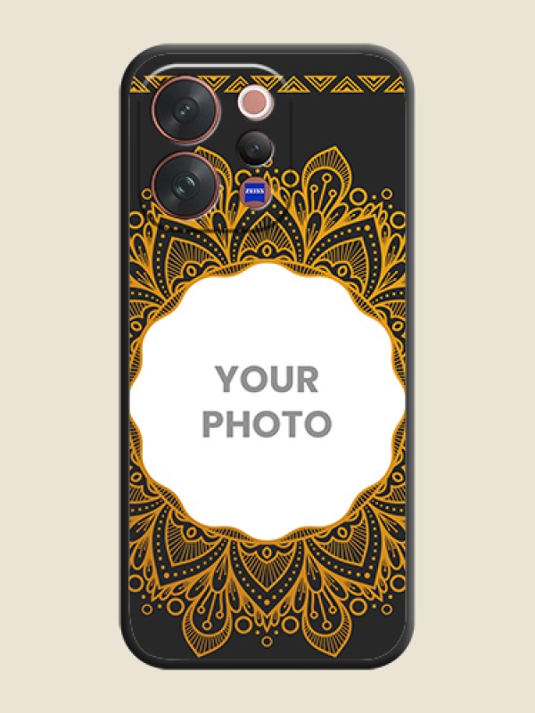 Custom Round Image with Floral Design On Space Black Custom Soft Matte Mobile Back Cover - Vivo V70 Elite 5G - alternate view