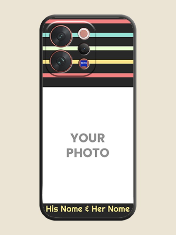 Custom Color Stripes with Photo and Text on Photo On Space Black Custom Soft Matte Mobile Back Cover - Vivo V70 Elite 5G - alternate view