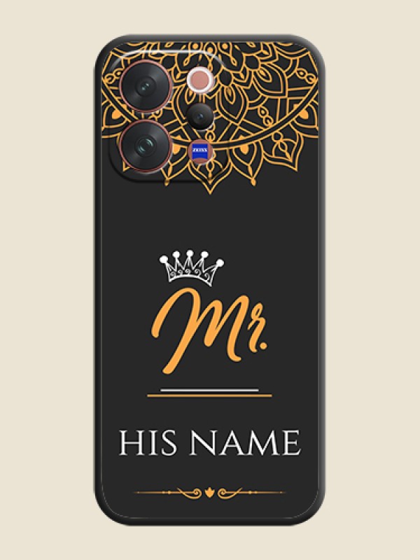 Custom Mr Name with Floral Design On Space Black Custom Soft Matte Mobile Back Cover - Vivo V70 Elite 5G - alternate view