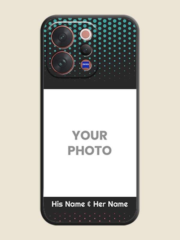 Custom Faded Dots with Grunge Photo Frame and Text On Space Black Custom Soft Matte Mobile Back Cover - Vivo V70 Elite 5G - alternate view