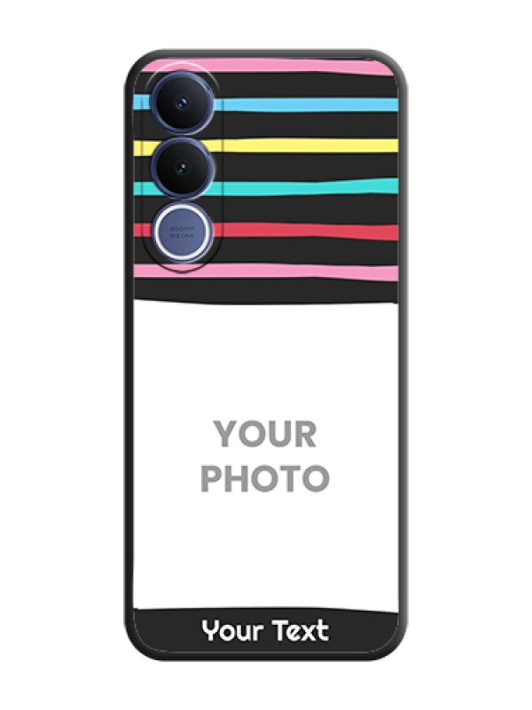 Custom Multicolor Lines with Image On Space Black Custom Soft Matte Mobile Back Cover - Vivo V70 Fe 5G - alternate view