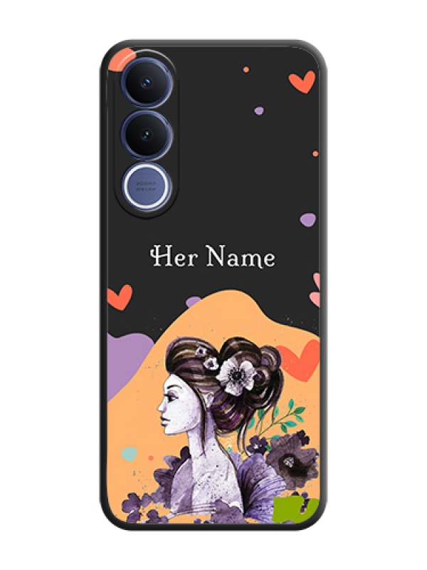 Custom Namecase For Her With Fancy Lady Image On Space Black Custom Soft Matte Mobile Back Cover - Vivo V70 Fe 5G - alternate view