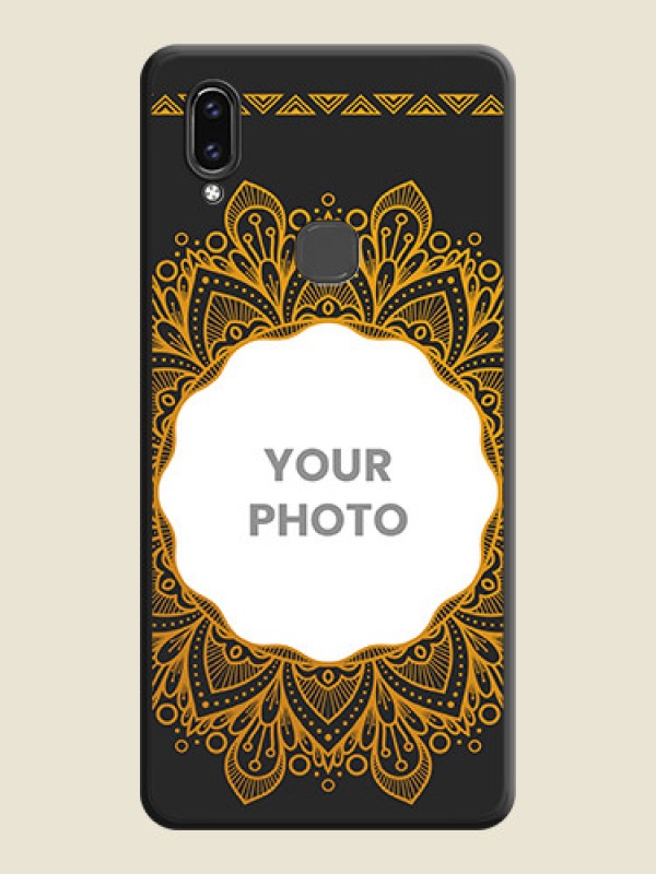 Custom Round Image with Floral Design on Photo on Space Black Soft Matte Mobile Cover - Vivo V9 Pro - alternate view