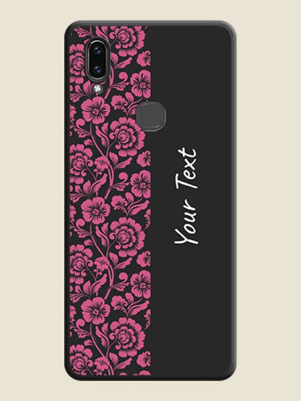 Custom Pink Floral Pattern Design With Custom Text On Space Black Personalized Soft Matte Phone Covers -Vivo V9 Pro - alternate view