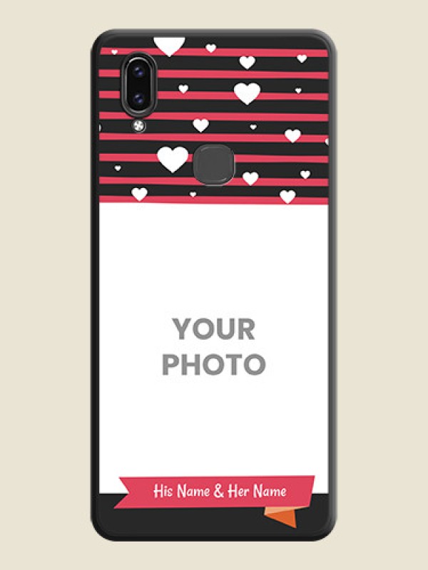 Custom White Color Love Symbols with Pink Lines Pattern on Space Black Custom Soft Matte Phone Cases - Vivo V9 - alternate view