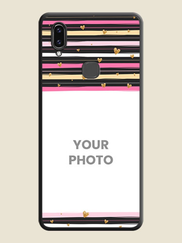 Custom Multicolor Lines and Golden Love Symbols Design on Photo on Space Black Soft Matte Mobile Cover - Vivo V9 - alternate view
