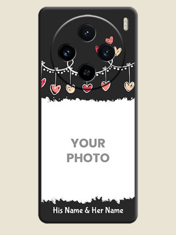 Custom Pink Love Hangings with Name on Space Black Custom Soft Matte Phone Cases - Vivo X100 5G - alternate view