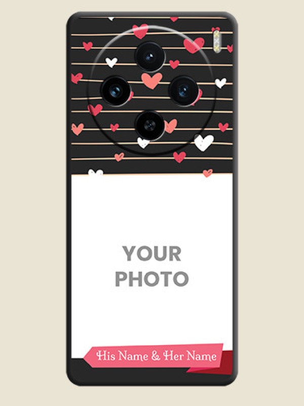 Custom Love Pattern with Name on Pink Ribbon - Photo on Space Black Soft Matte Back Cover - Vivo X100 5G - alternate view