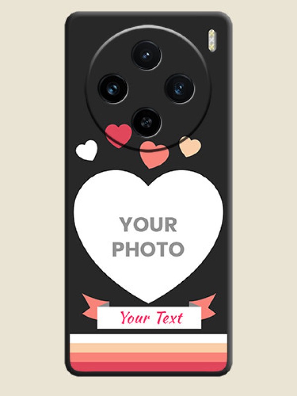 Custom Love Shaped Photo with Colorful Stripes on Personalised Space Black Soft Matte Cases - Vivo X100 5G - alternate view