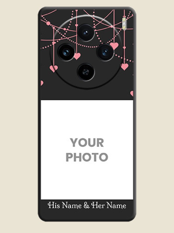 Custom Pink Love Hangings with Text on Space Black Custom Soft Matte Back Cover - Vivo X100 5G - alternate view