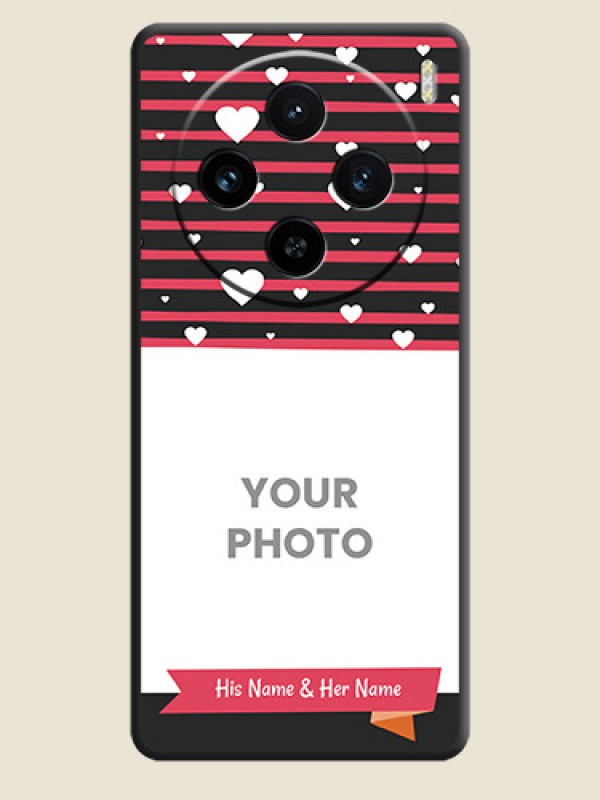 Custom White Color Love Symbols with Pink Lines Pattern on Space Black Custom Soft Matte Phone Cases - Vivo X100 5G - alternate view