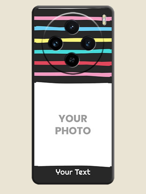 Custom Multicolor Lines with Image on Space Black Personalized Soft Matte Phone Covers - Vivo X100 5G - alternate view