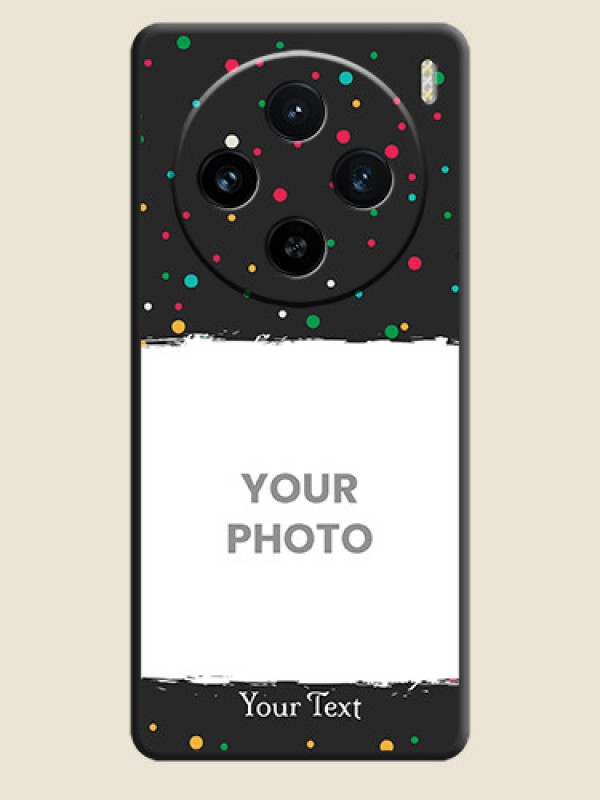 Custom Multicolor Dotted Pattern with Text on Space Black Custom Soft Matte Phone Back Cover - Vivo X100 5G - alternate view