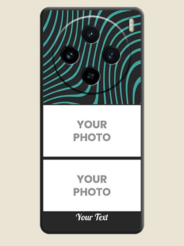 Custom Wave Pattern with 2 Image Holder on Space Black Personalized Soft Matte Phone Covers - Vivo X100 5G - alternate view