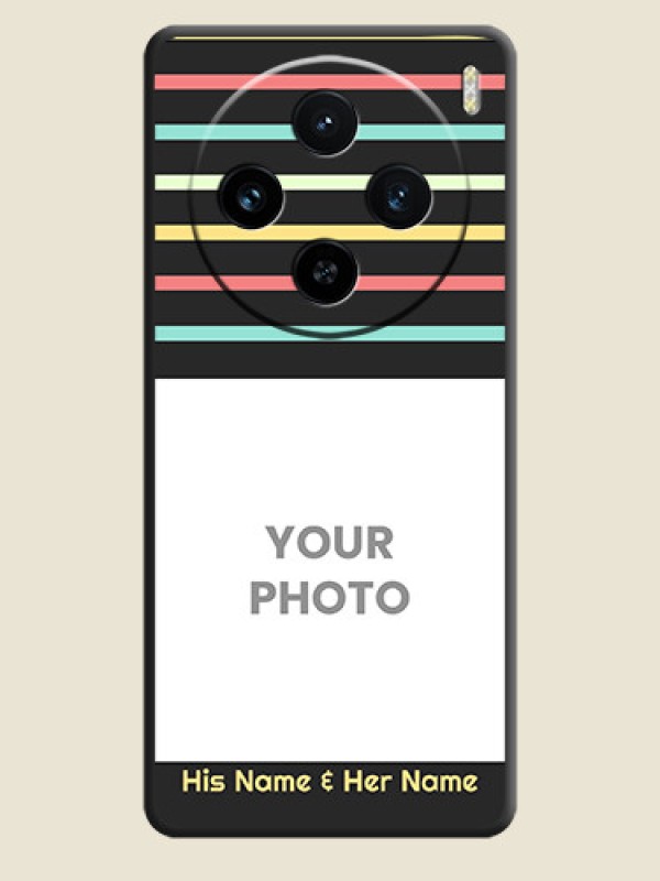Custom Color Stripes with Photo and Text - Photo on Space Black Soft Matte Mobile Case - Vivo X100 5G - alternate view