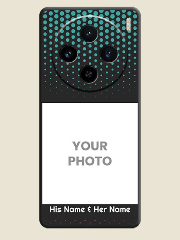 Custom Faded Dots with Grunge Photo Frame and Text on Space Black Custom Soft Matte Phone Cases - Vivo X100 5G - alternate view