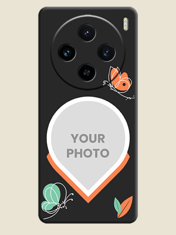 Custom Upload Pic With Simple Butterly Design On Space Black Personalized Soft Matte Phone Covers - Vivo X100 5G - alternate view