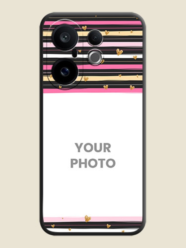 Custom Multicolor Lines and Golden Love Symbols Design on Photo On Space Black Custom Soft Matte Mobile Back Cover - Vivo X200 FE 5G - alternate view