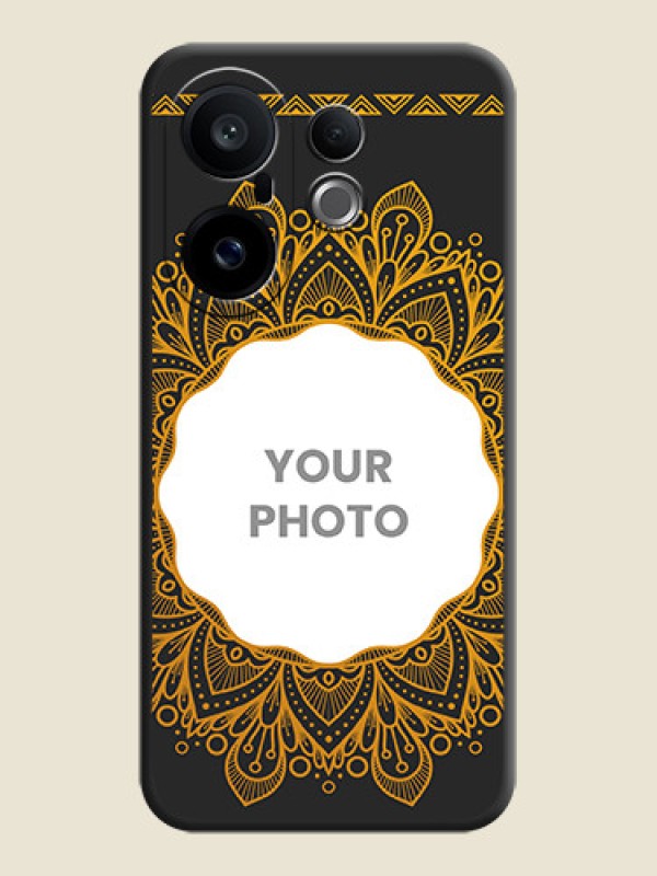 Custom Round Image with Floral Design On Space Black Custom Soft Matte Mobile Back Cover - Vivo X200 FE 5G - alternate view