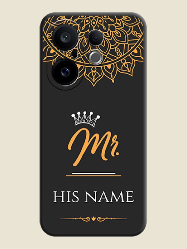 Custom Mr Name with Floral Design On Space Black Custom Soft Matte Mobile Back Cover - Vivo X200 FE 5G - alternate view