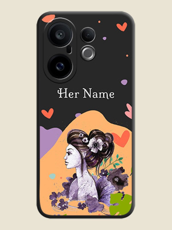 Custom Namecase For Her With Fancy Lady Image On Space Black Custom Soft Matte Mobile Back Cover - Vivo X200 FE 5G - alternate view