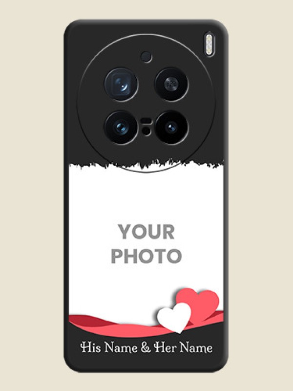 Custom Pin Color Love Shaped Ribbon Design with Text On Space Black Custom Soft Matte Mobile Back Cover - Vivo X200 Pro 5G - alternate view