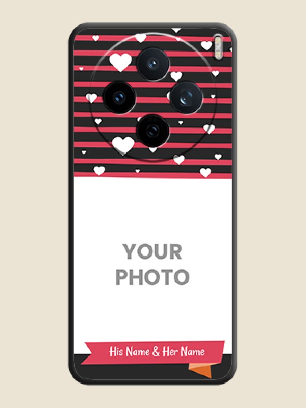 Custom White Color Love Symbols with Pink Lines Pattern On Space Black Custom Soft Matte Mobile Back Cover - Vivo X200T 5G - alternate view