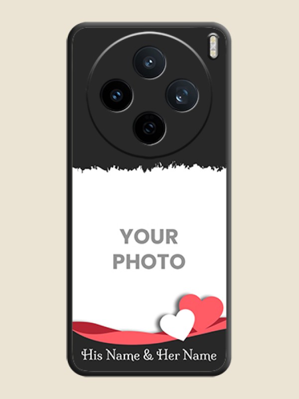 Custom Pin Color Love Shaped Ribbon Design with Text On Space Black Custom Soft Matte Mobile Back Cover - Vivo X200T 5G - alternate view