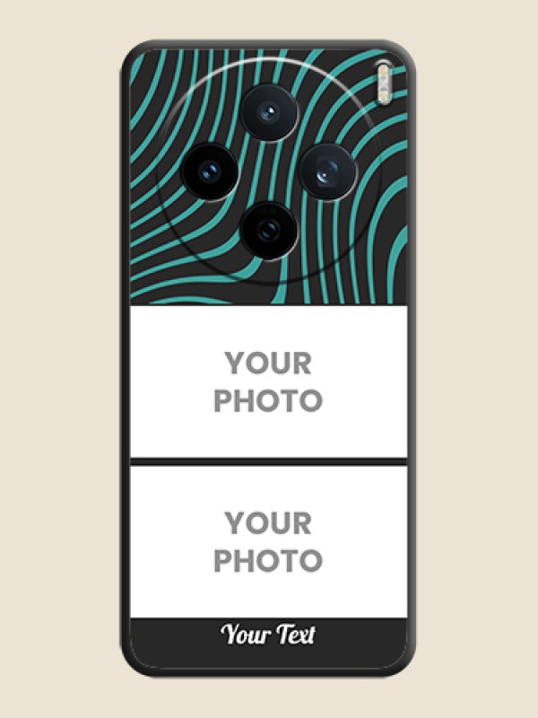 Custom Wave Pattern with 2 Image Holder On Space Black Custom Soft Matte Mobile Back Cover - Vivo X200T 5G - alternate view