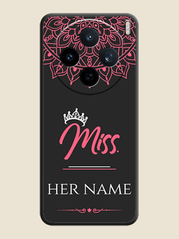 Custom Mrs Name with Floral Design On Space Black Custom Soft Matte Mobile Back Cover - Vivo X200T 5G - alternate view