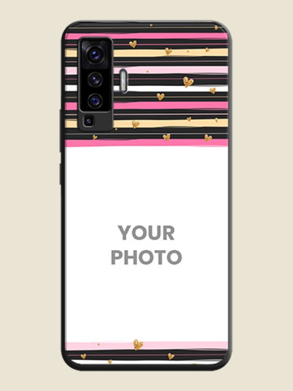 Custom Multicolor Lines and Golden Love Symbols Design - Photo on Space Black Soft Matte Mobile Cover - Vivo X50  - alternate view
