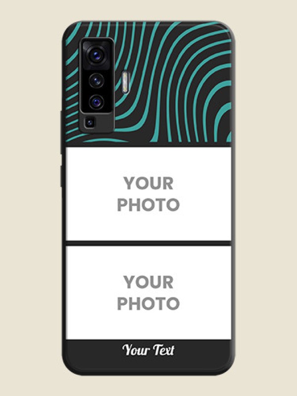 Custom Wave Pattern with 2 Image Holder on Space Black Personalized Soft Matte Phone Covers - Vivo X50  - alternate view