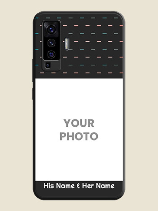 Custom Line Pattern Design with Text on Space Black Custom Soft Matte Phone Back Cover - Vivo X50  - alternate view