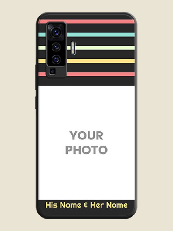 Custom Color Stripes with Photo and Text - Photo on Space Black Soft Matte Mobile Case - Vivo X50  - alternate view