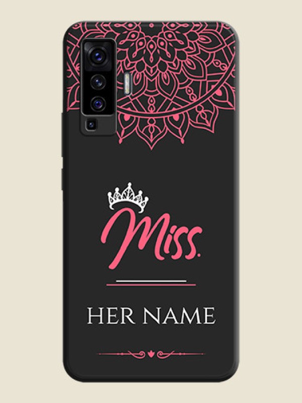 Custom Mrs Name with Floral Design on Space Black Personalized Soft Matte Phone Covers - Vivo X50  - alternate view