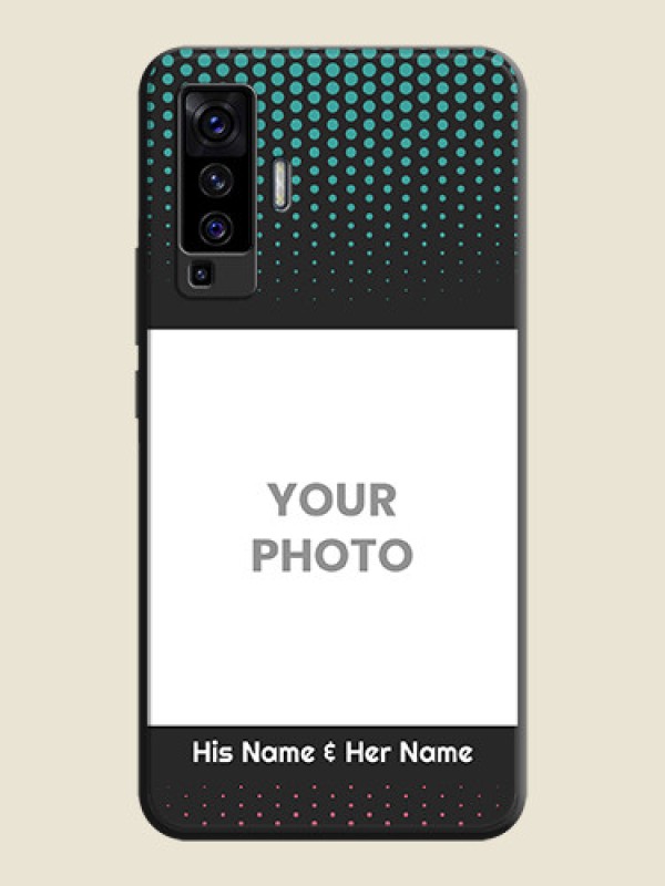 Custom Faded Dots with Grunge Photo Frame and Text on Space Black Custom Soft Matte Phone Cases - Vivo X50  - alternate view