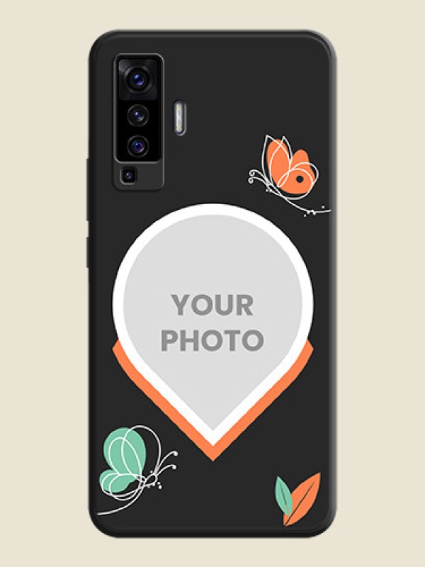 Custom Upload Pic With Simple Butterly Design On Space Black Personalized Soft Matte Phone Covers -Vivo X50 5G - alternate view